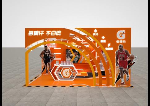 佳得樂運動功能飲料食品展展臺設計搭建案例分析及鄭州展覽設計公司
